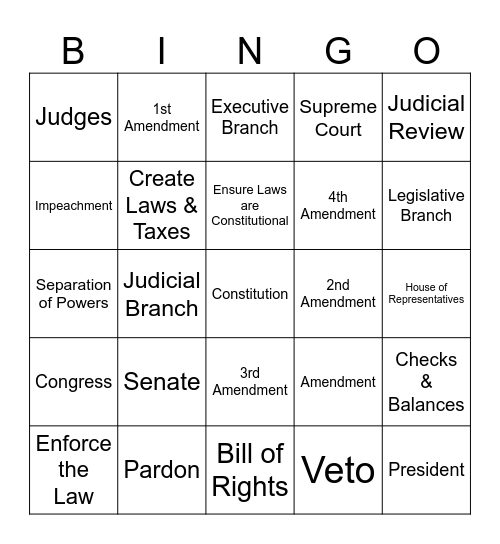 The American Government 3 Bingo Card