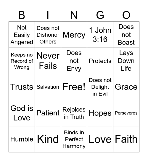 Valentines Bingo Card