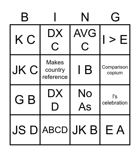 DB Bingo Card