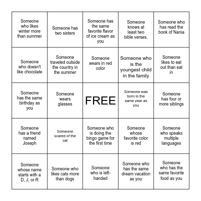 Find Someone Who... Bingo Card