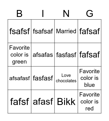 Love Bingo Card