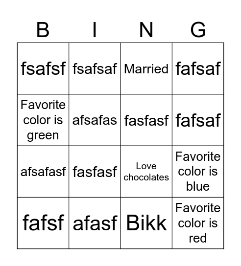 Love Bingo Card