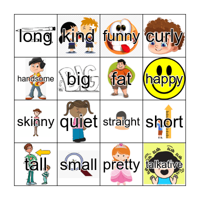 Adjectives Bingo Card