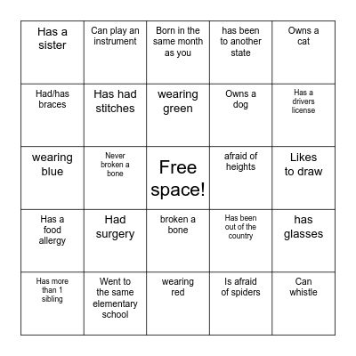 Ice Breaker Bingo Card