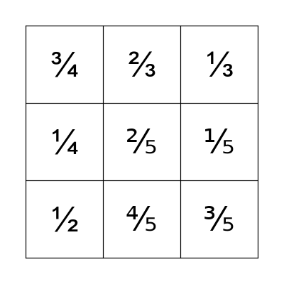 Equivalent Fractions # Level 1a Bingo Card