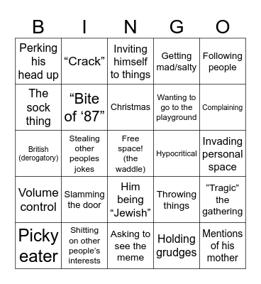 Cam Bingo! Bingo Card