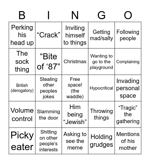 Cam Bingo! Bingo Card