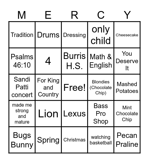Pastor's Appreciation Bingo Card