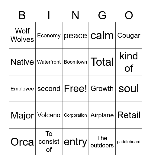 Goatie Bingo Card