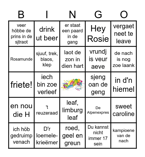 Carnavals bingo Card