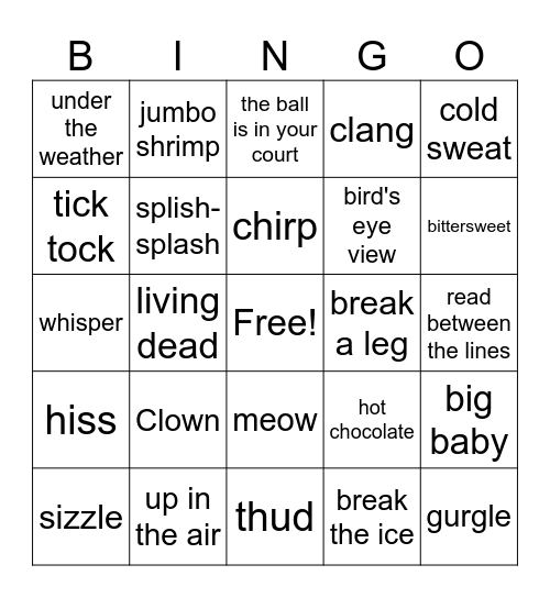 Figures of Speech Bingo Card