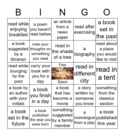 VillaSport Teen Summer Reading Challenge! Bingo Card