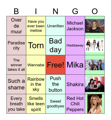 Nostalgic music Bingo Card