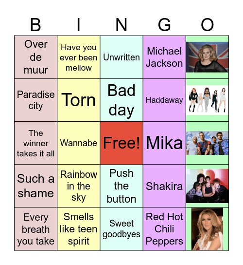 Nostalgic music Bingo Card