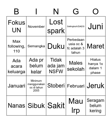 Bingo Dido Bingo Card