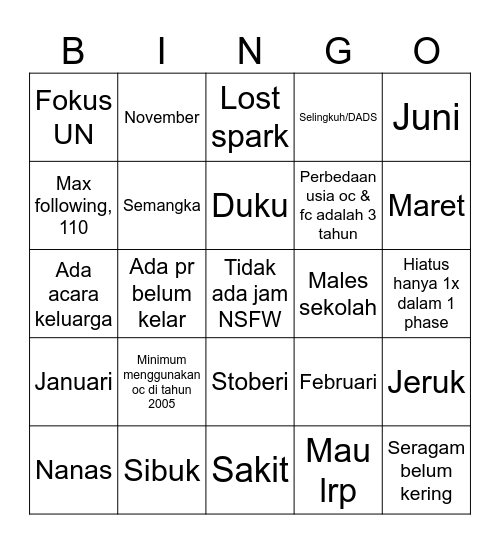 Bingo Dido Bingo Card