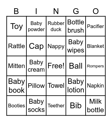 Baby Bingo Card