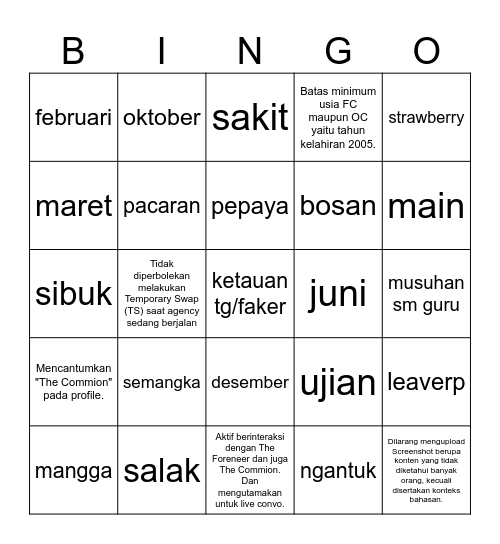 ilka Bingo Card