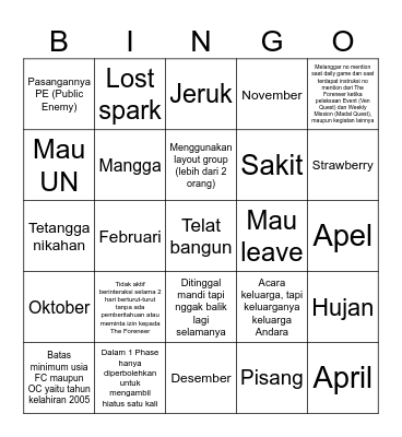 Dreena Bingo Card