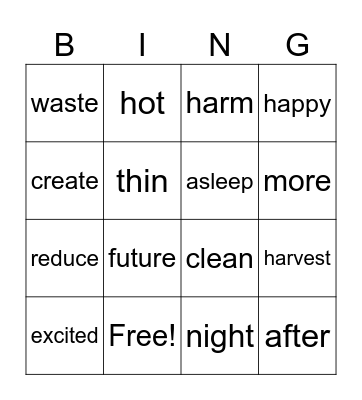 Antonyms Bingo Card