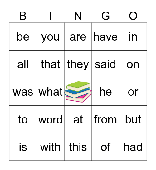 Most Common Words Bingo Card