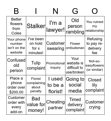 EASYFLOWERS BINGO Card