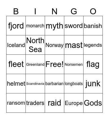 Viking Bingo Card