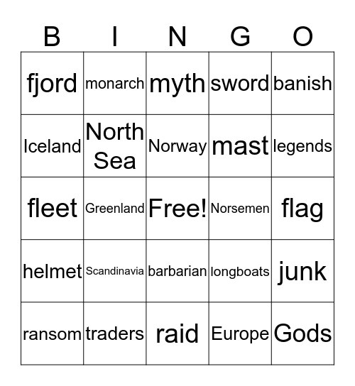 Viking Bingo Card