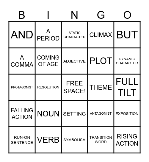 GRAMMAR BINGO Card