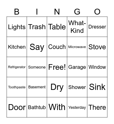 ASL1 - Lesson 9 Bingo Card