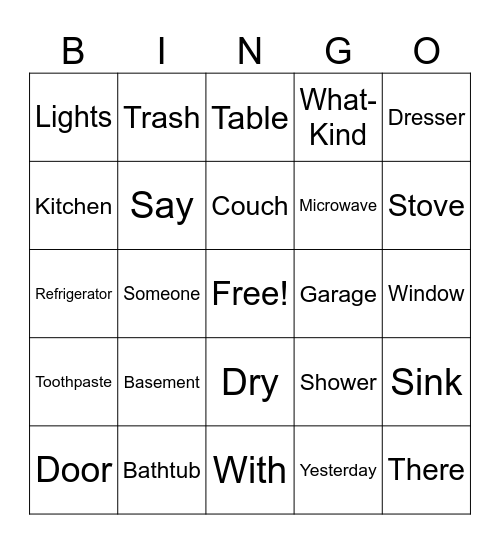 ASL1 - Lesson 9 Bingo Card