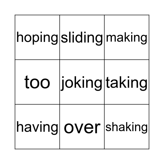 ing Bingo Card