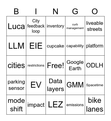 Mobility Bingo Card