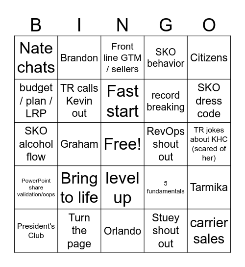 Jan SMG Bingo Smack Down! Bingo Card