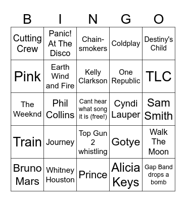 Work Music Bingo Card