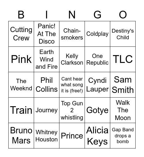 Work Music Bingo Card