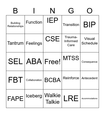 ABA BINGO Card