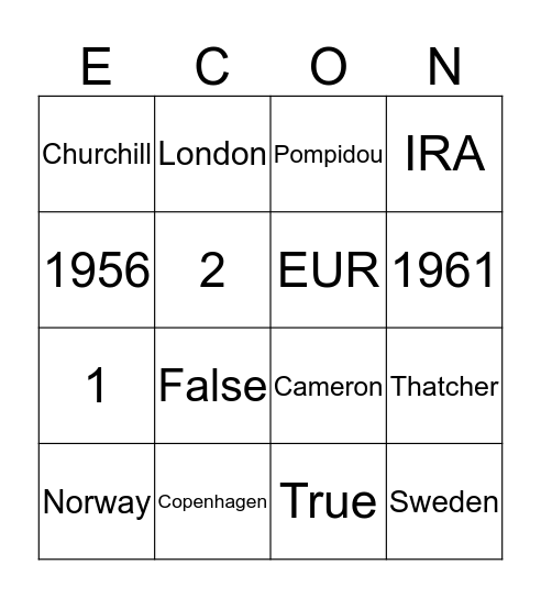 The First Enlargement Bingo Card