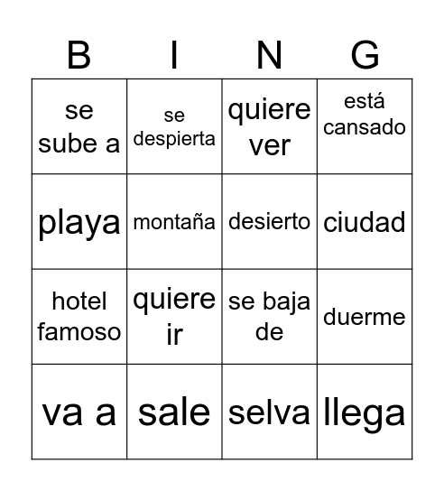 Yucatán Bingo Card