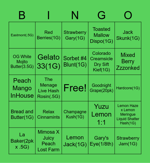 BUDTENDER BINGO! Bingo Card