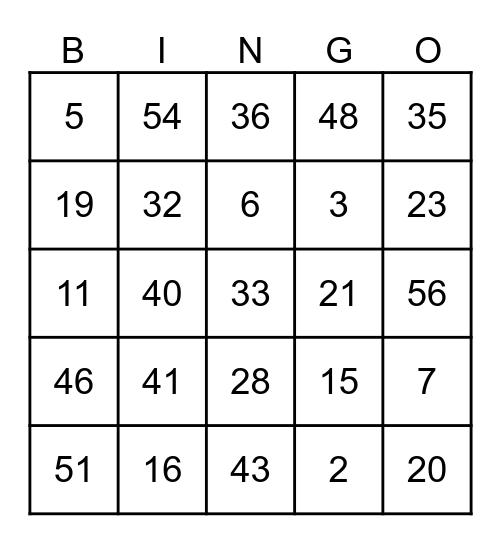 BINGO VIRTUAL Bingo Card