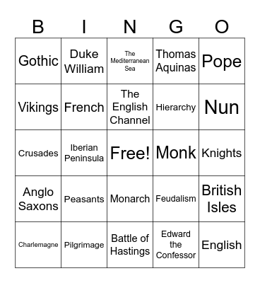 Medieval Europe Bingo Card