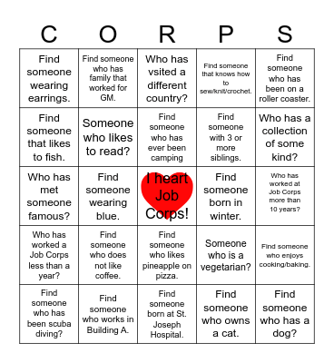 Getting to Know You! Bingo Card