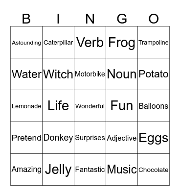 Word Bingo Card