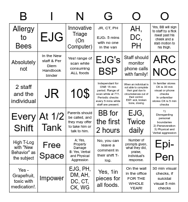 114 Hoffman Bingo Card