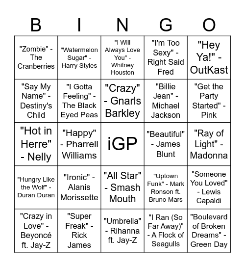 Bingo Beats - iGP Bingo Card