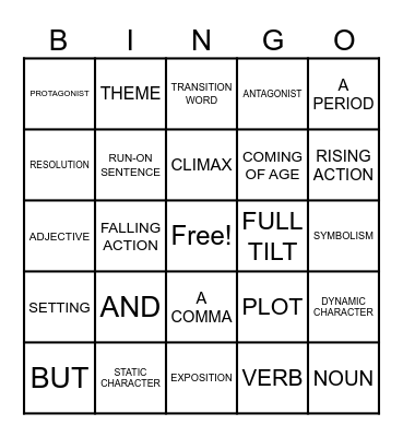 GRAMMAR BINGO Card