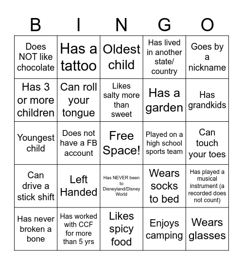 Amherst CCF Bingo Card