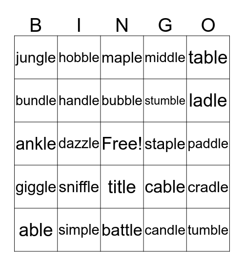 -le Bingo Card
