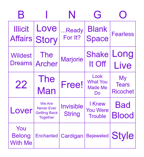 Era's Bingo Card